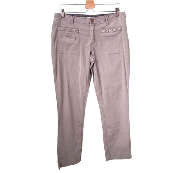 Anthropologie Hei Hei Light Gray Straight Leg Pants W/ Cargo Pockets in Size 10 - Picture 1 of 11